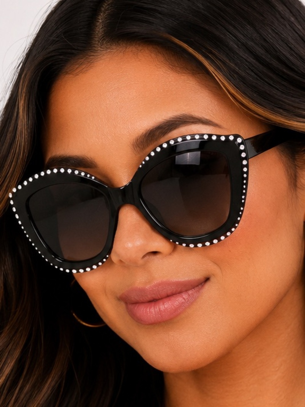 Rhinestone Oversized Glam Cat Eye Sunglasses NWOT